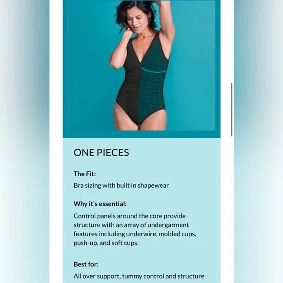 Coco Contours Reef Solitaire Bra Underwire One Piece Swimsuit Shaping Black 16 - Picture 5 of 14